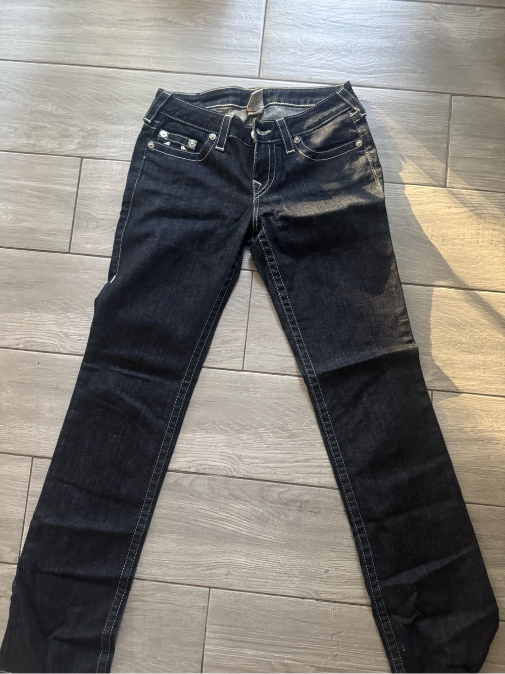 True Religion Women's Jeans in Black with Contrast Stitching size 29
